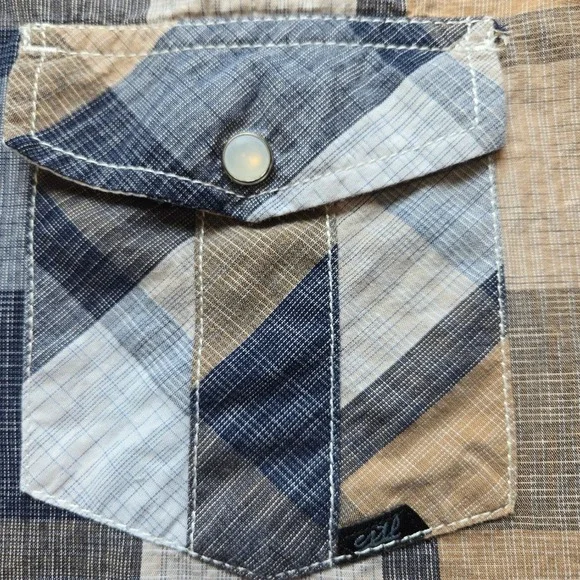 Coastal‎ Western Shirt Plaid Pearl Snap Button Up Cowboy Rodeo Medium - Picture 7 of 9